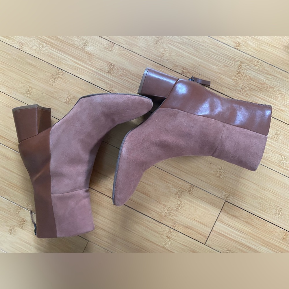 Anthropologie Seychelles Uneasy Bootie leather suede mod low heel 8.5 - Picture 7 of 7